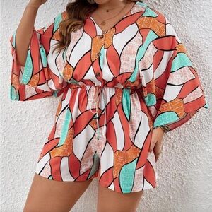 Colorful Geometric Print Romper